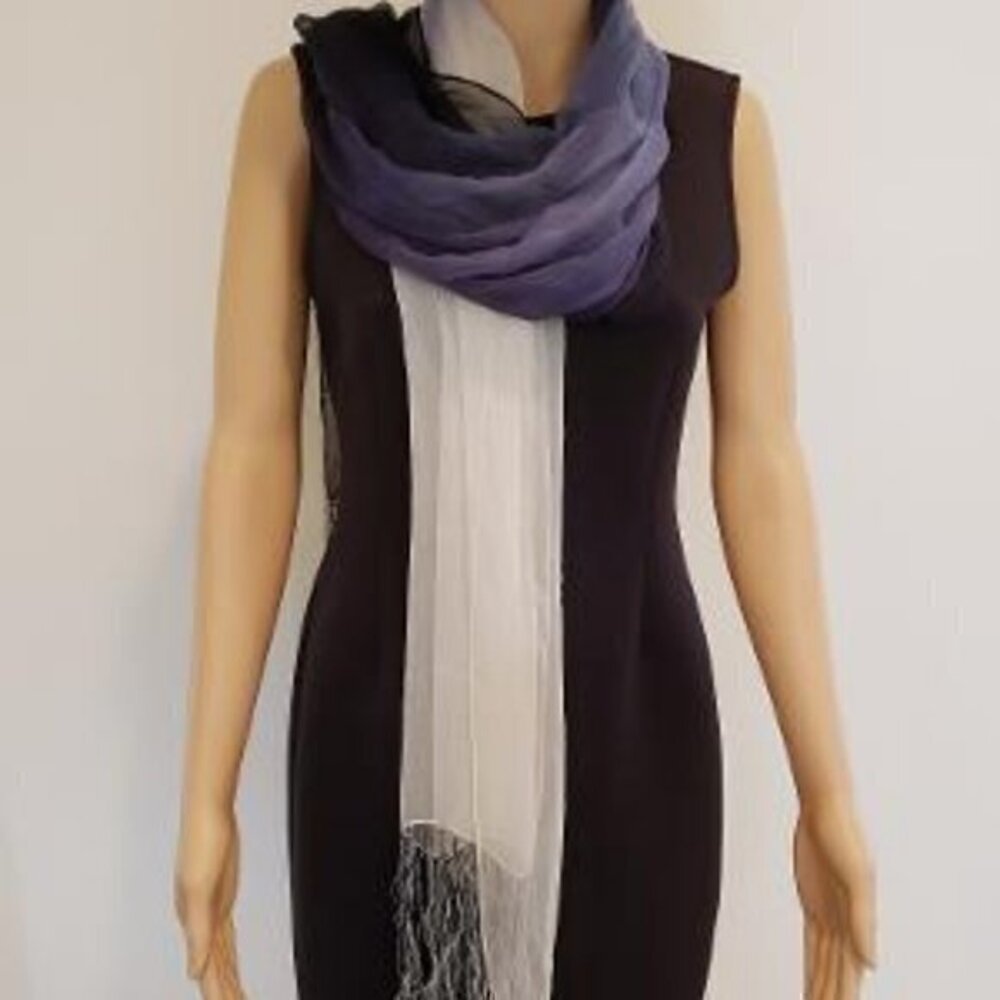Beautiful Ombre Long Scarf Black to White
